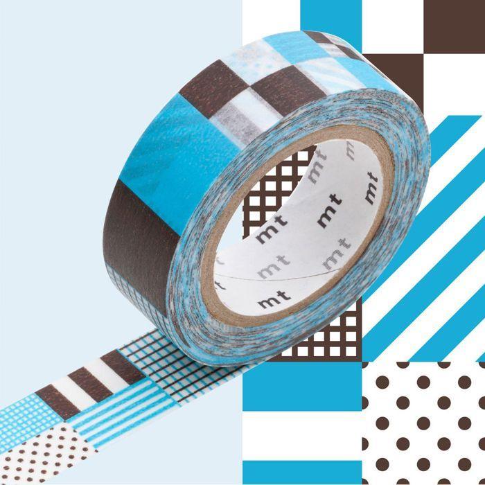 Masking tape rayé carrés bleu et noir - 1,5 cm x 7 m blau von Joom DACH