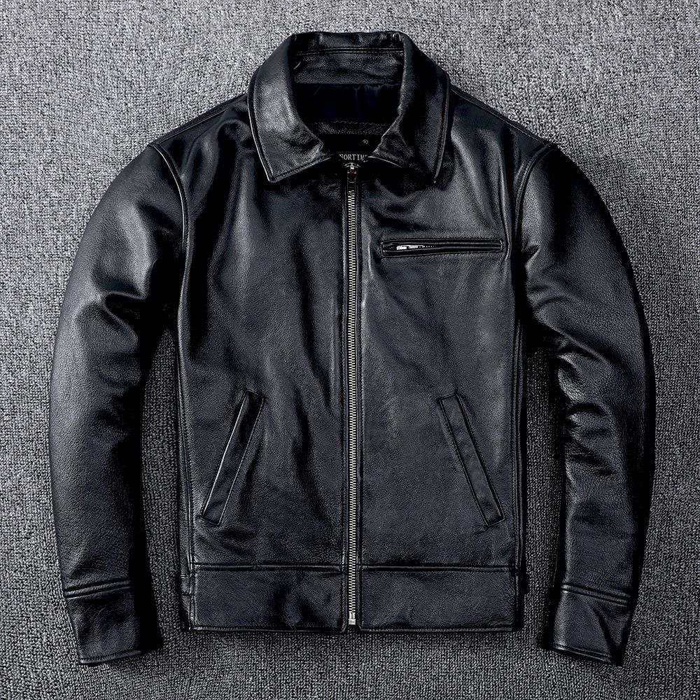 Maßgeschneiderte Freizeit-Lederjacke mit Revers für junge Männer 4XL von Joom DACH