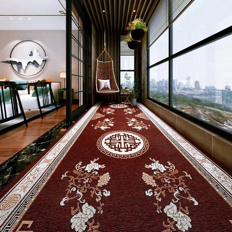 Maßgeschneiderte lange Flurteppiche Europäische Treppen Korridor Teppich Hochzeit Hotel Teppich Bereich Teppiche Läufer Blume Rutschfester Boden 80x400cm von Joom DACH