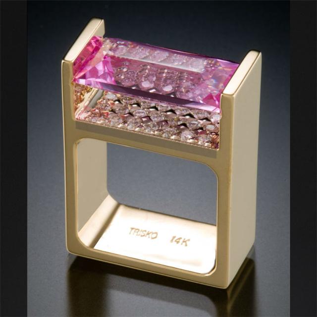 Massiver 14-Karat-Gold-Hochzeits-Topas-Ring für Damen und Herren, Anillos Bizuteria, Verlobungsring, rosa Topas-Edelstein, 14-Karat-Gold-Diamantring, Bizuteria 8 gold von Joom DACH