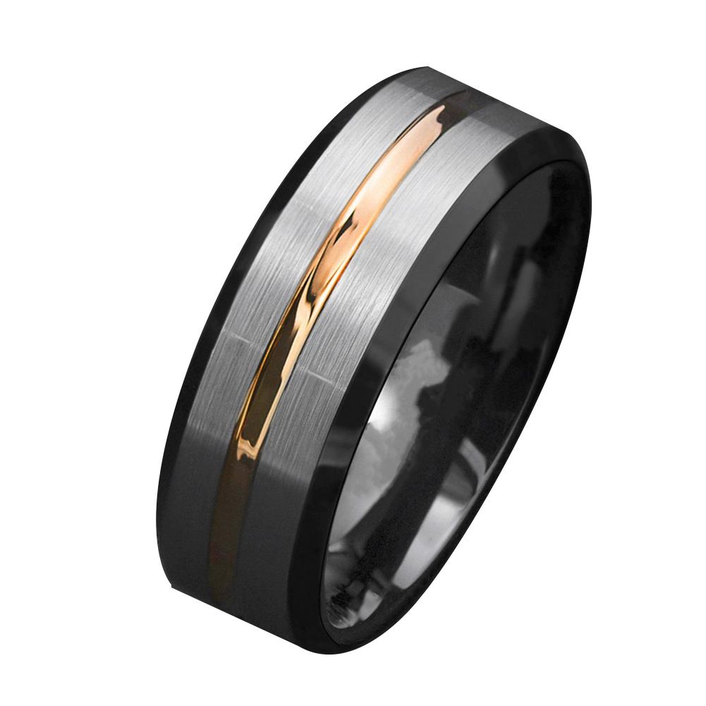 Matt Mode Männer Titan Band Hochzeit Stahl Streifen Party Schmuck Ring US 7 von Joom DACH