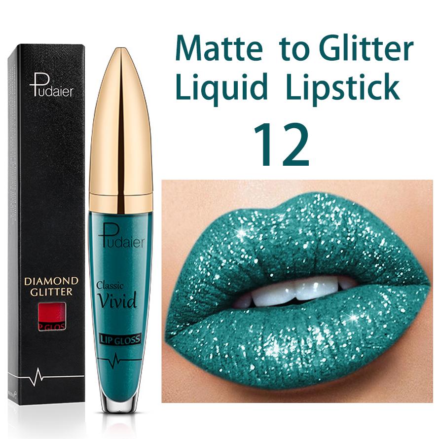 Matt glänzender flüssiger Lippenstift mit Glitzer-Diamant-Effekt, lang anhaltender, wasserfester Lipgloss für Frauen, Make-up, Lippentönung, Perle, Maquillaje 12 von Joom DACH