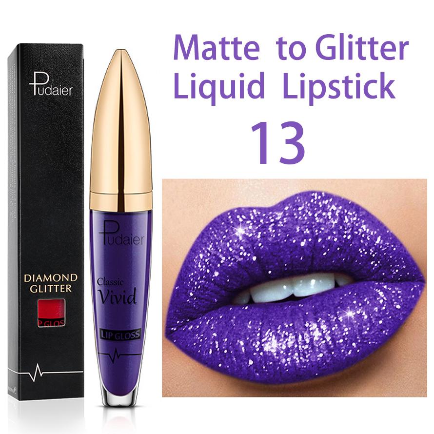 Matt glänzender flüssiger Lippenstift mit Glitzer-Diamant-Effekt, lang anhaltender, wasserfester Lipgloss für Frauen, Make-up, Lippentönung, Perle, Maquillaje 13 von Joom DACH