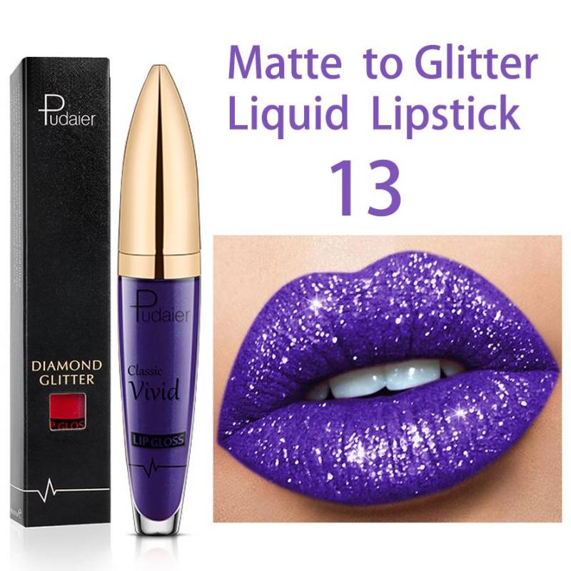Matt glänzender flüssiger Lippenstift mit Glitzer-Diamant-Effekt, lang anhaltender, wasserfester Lipgloss für Frauen, Make-up, Lippentönung, Perle, Maquillaje 13 von Joom DACH