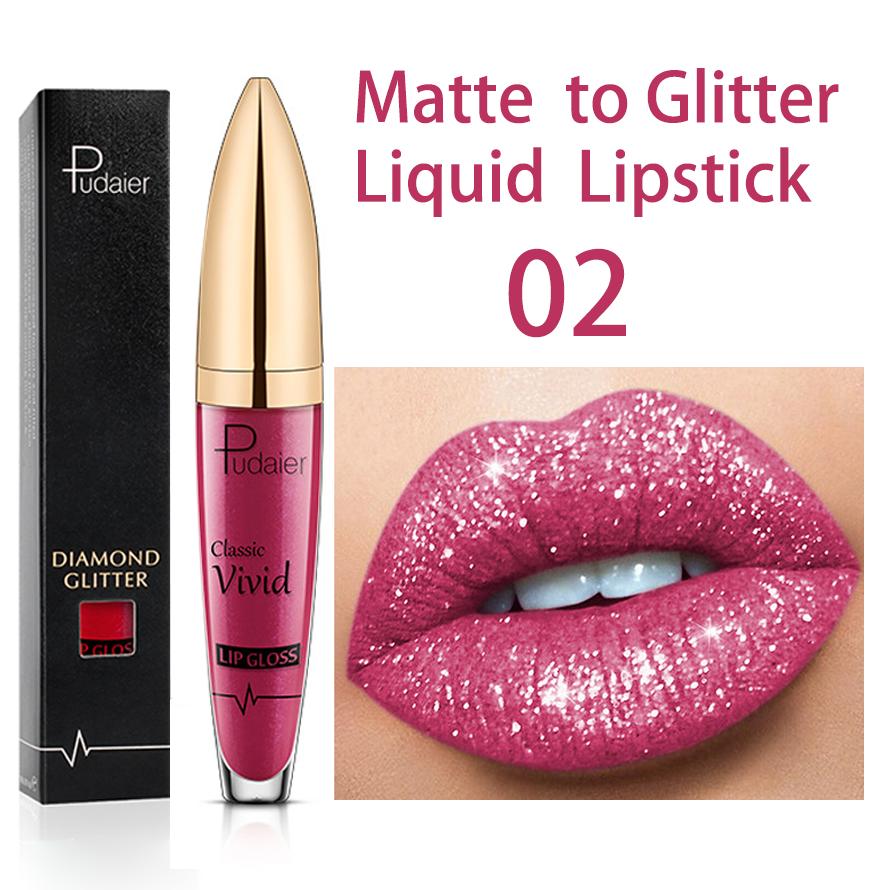 Matte Glitter Flüssige Lippenstifte Diamant Glänzende Lip Gloss Wasserdicht Langlebige Perle Lipgloss Frauen Lip Tint Make-Up Maquillaje 02 von Joom DACH