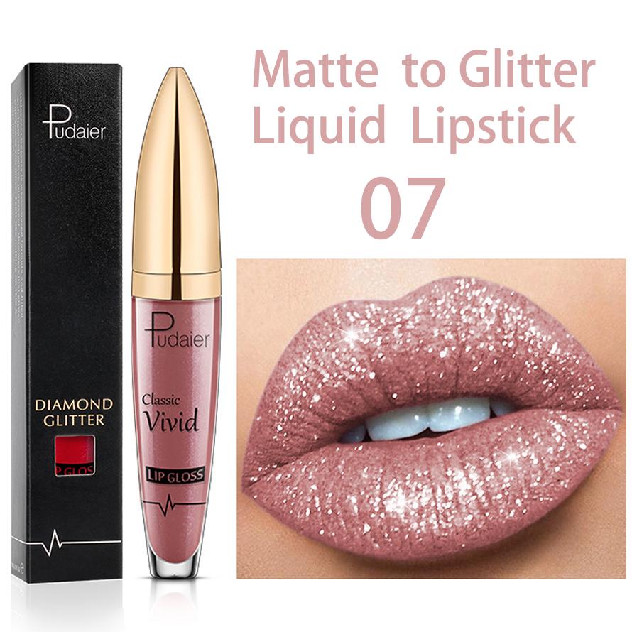 Matte Glitter Flüssige Lippenstifte Diamant Glänzende Lip Gloss Wasserdicht Langlebige Perle Lipgloss Frauen Lip Tint Make-Up Maquillaje 07 von Joom DACH