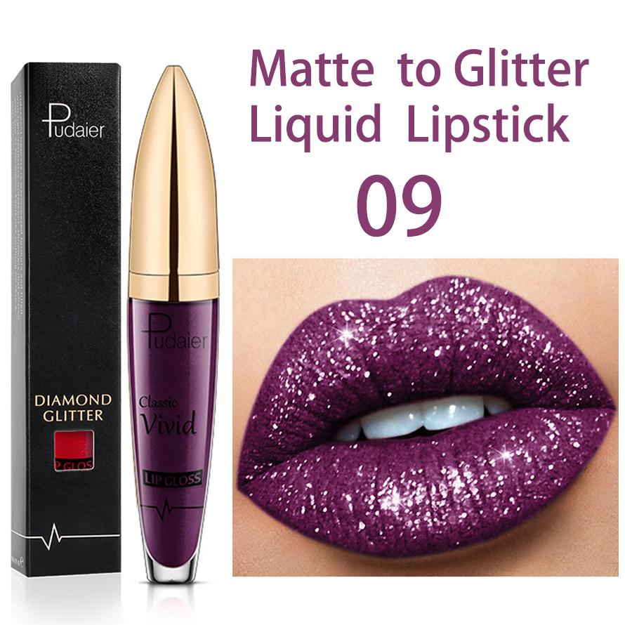 Matte Glitter Flüssige Lippenstifte Diamant Glänzende Lip Gloss Wasserdicht Langlebige Perle Lipgloss Frauen Lip Tint Make-Up Maquillaje 09 von Joom DACH