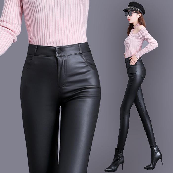 Matte Leder High Waist Fleecegefütterte Enge Leggings für Damen - Herbst/Winter Kollektion XXL von Joom DACH