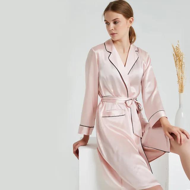 Maulbeerseide Pyjama Nachthemd Einfarbig Bademantel Damen Kimono Robe Nachthemd Damen Morgenmantel M rosa von Joom DACH