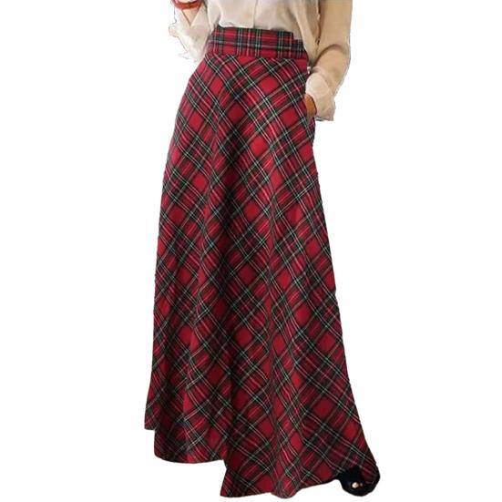 Maxirock A-Linie Karierter Rock Print Übergroßer Damen Frühling Großer Bodenlanger Saumrock 3XL rot Maxirock A-Linie Karierter Rock Print Übergroßer Damen Frühling Großer Bodenlanger Saumrock 3XL rot von Joom DACH