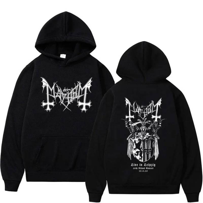 Mayhem Live in Leipzig Skelett Grafik Hoodie Männer Frauen Death Black Metal Rock Übergroßer Pullover Männlich Vintage Lässige Hoodies M von Joom DACH
