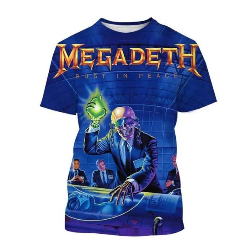 Megadeth 3D-bedruckte T-Shirts Mode Rockband Herren Casual T-Shirt Sommer Männer Punk Lustige Hip Pop Kurzarm Herren M von Joom DACH