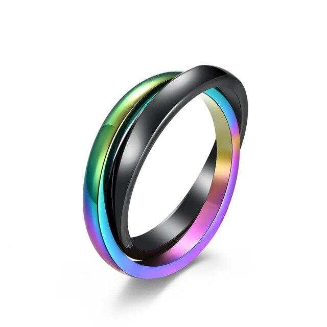 Megin D Edelstahl Titan Casual Einfache Mix Farbe Paar Ringe für Männer Frauen Freunde Geschenk Mode Schmuck Bague Anel Bagu 9 von Joom DACH