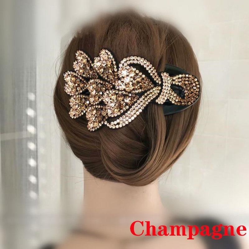 Mehrfarbige Diamant-Glanz-große Haarklammer, Hairwear, modische Damen-Herz-Schmetterlings-Haarspange, Strass-Haar-Accessoire gold von Joom DACH