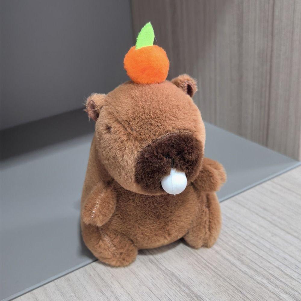 Mehrfarbiger Plüsch-Capybara-Schlüsselanhänger, Cartoon-Capybara-Kopfbedeckung, Capybara-Puppe für Kinder 4 von Joom DACH