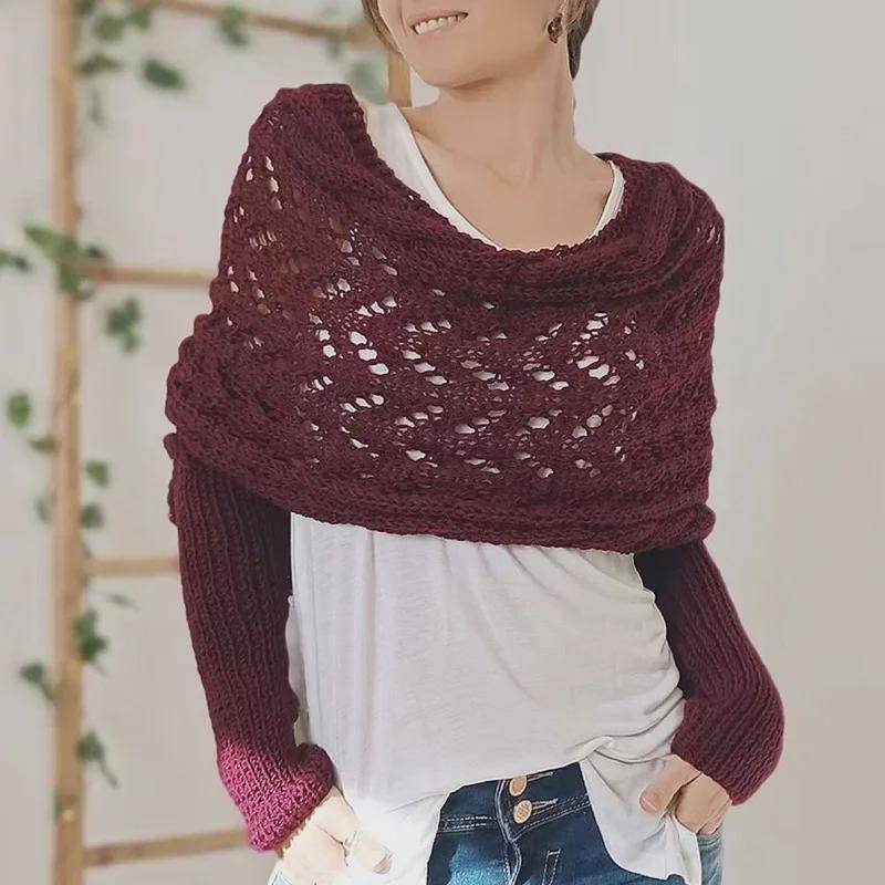 Meilun Damen Hochwertiger Strickschal mit Doppellärmeln - Herbst/Winter Ajourmuster 260cm von Joom DACH