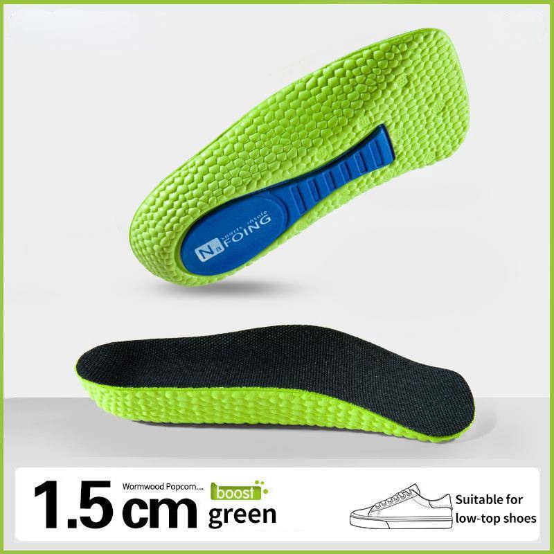 Memory Foam-Einlegesohlen zur Erhöhung der Körpergröße für Männer und Frauen, Schuhe, Fußgewölbeunterstützung, Turnschuhe, Fersenlift-Schuhpolster 1.5CM grün von Joom DACH