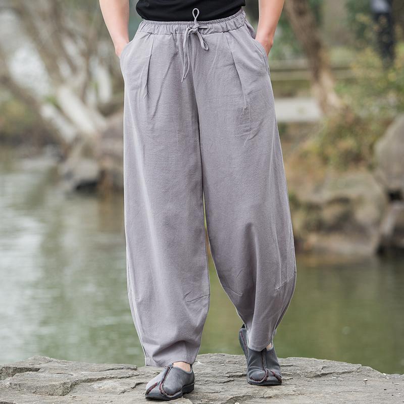 Men Cotton Linen Pants Casual Wide leg Oversize Jogger Linen Trousers Chinese Drawstring Sweatpants Male 2025 New XXL von Joom DACH