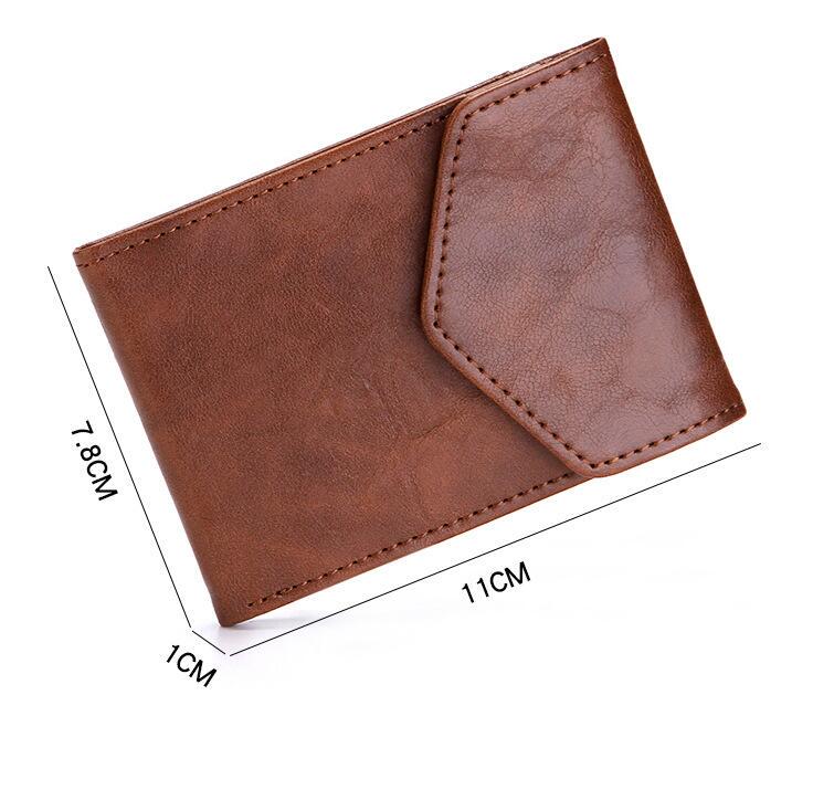 Men Leather Brand Wallet Vintage Short Thin Male Purses Casual Money Bag Credit Card Holder KTY braun von Joom DACH