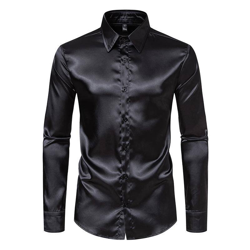 Herren Schwarzes Satin Luxus Hemd Mode Seide Glatt Smokinghemd Einfarbig Hochzeitsfeier Abschlussball Freizeithemd Business Büro XS Herren Schwarzes Satin Luxus Hemd Mode Seide Glatt Smokinghemd Einfarbig Hochzeitsfeier Abschlussball Freizeithemd Business Büro XS von Joom DACH