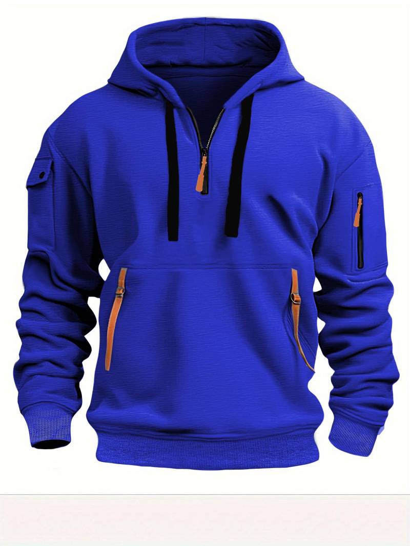 Herren Casual Sport Pullover Hoodie mit Armtasche und Reißverschluss 2XL königsblau von Joom DACH