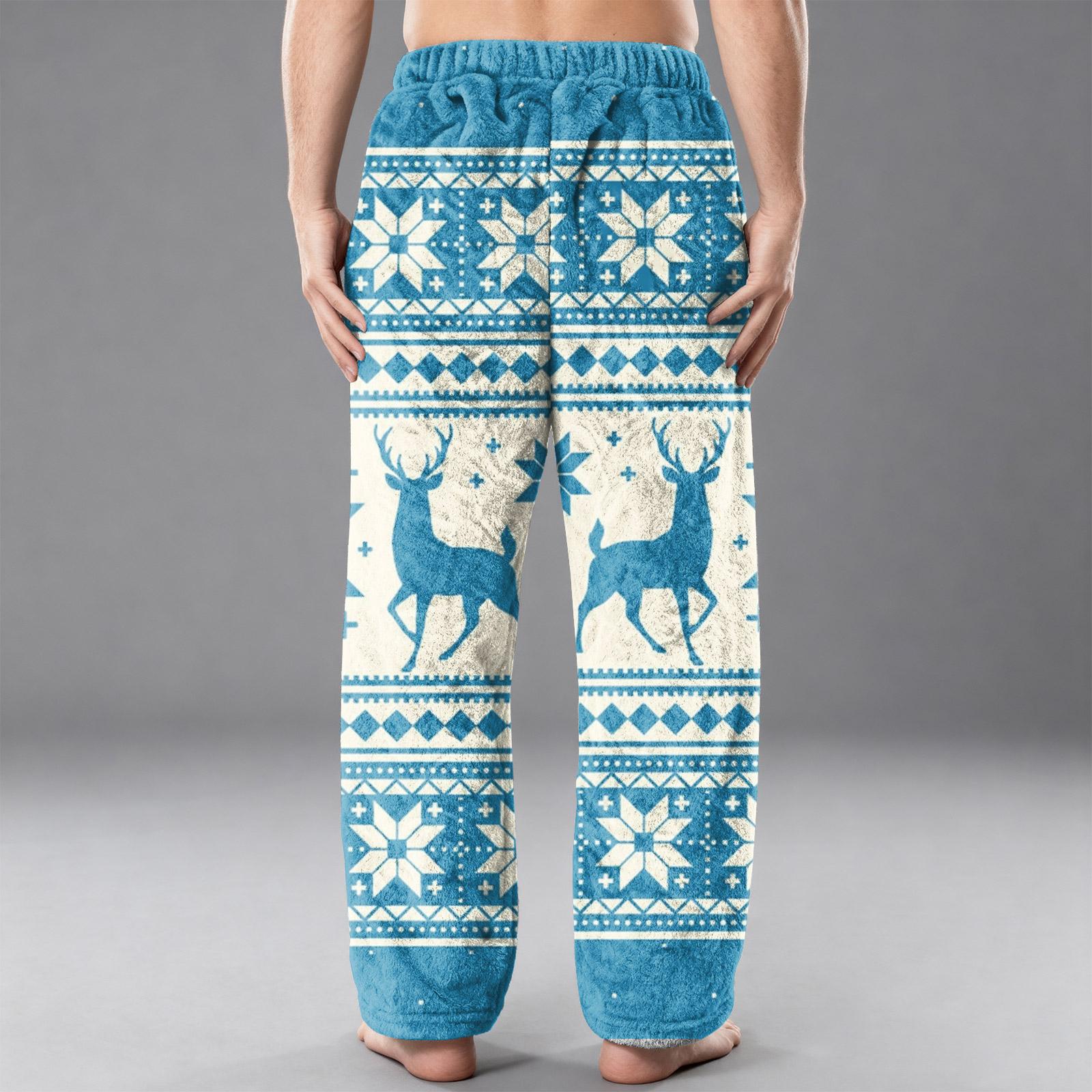 Herren Flanell Taschen Freizeithose, Bedruckte Taschen Freizeithose, Schlafhose für Zuhause M weiß von Joom DACH