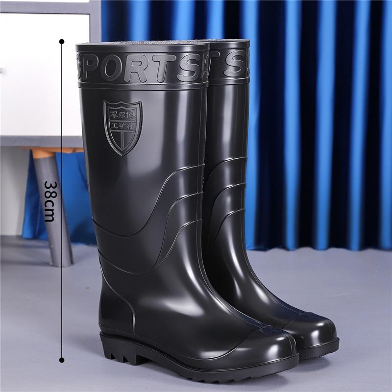 Herren Hoher Schaft Rutschfest Und Abriebfest Regenschuhe Gummistiefel 40 schwarz von Joom DACH