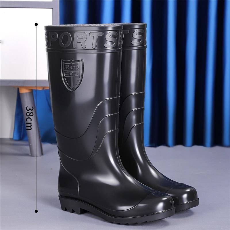 Herren Hoher Schaft Rutschfest Und Abriebfest Regenschuhe Gummistiefel 40 schwarz von Joom DACH