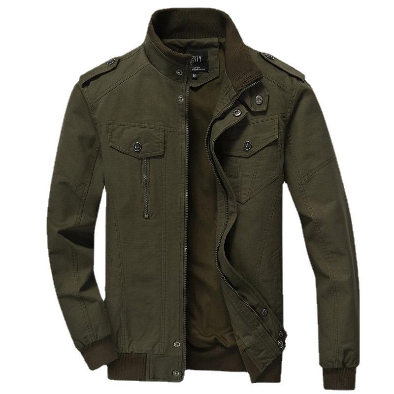 Herren Militärjacke Herbst Kragen Werkzeug dünn Farbe Mantel Übergröße Lässig XL von Joom DACH