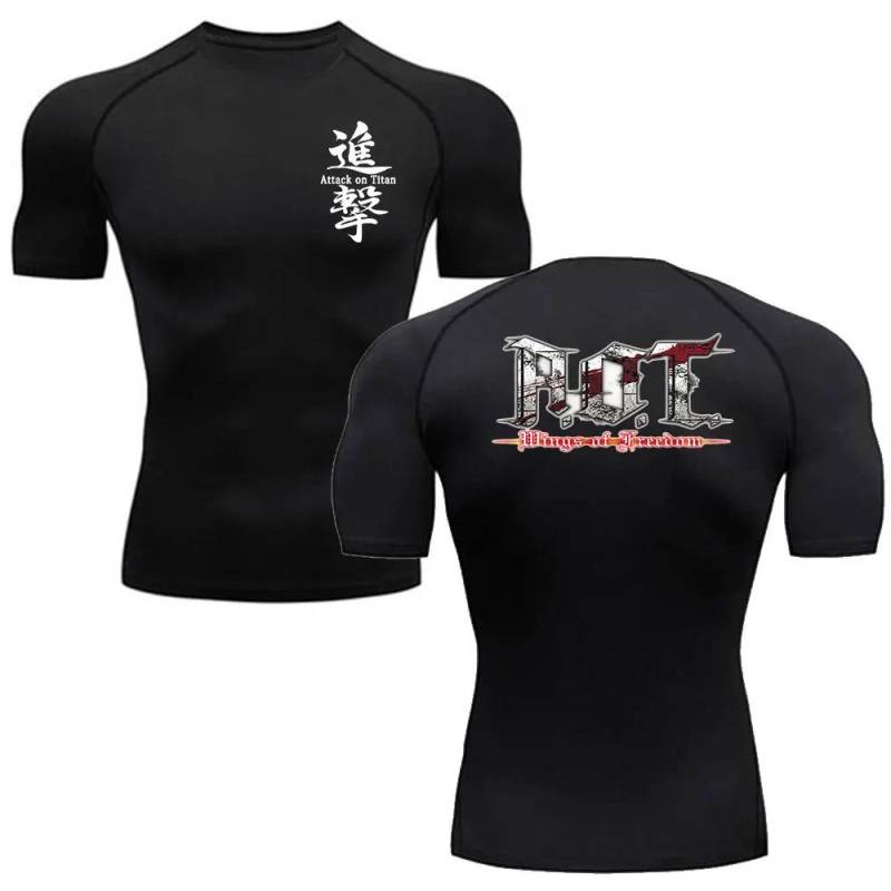 Herren Schnelltrocknend Stretch Tight Fitness Sportbekleidung Kurzarm Sommer Anime Print Kompression Sport T-Shirt S-3XL M von Joom DACH