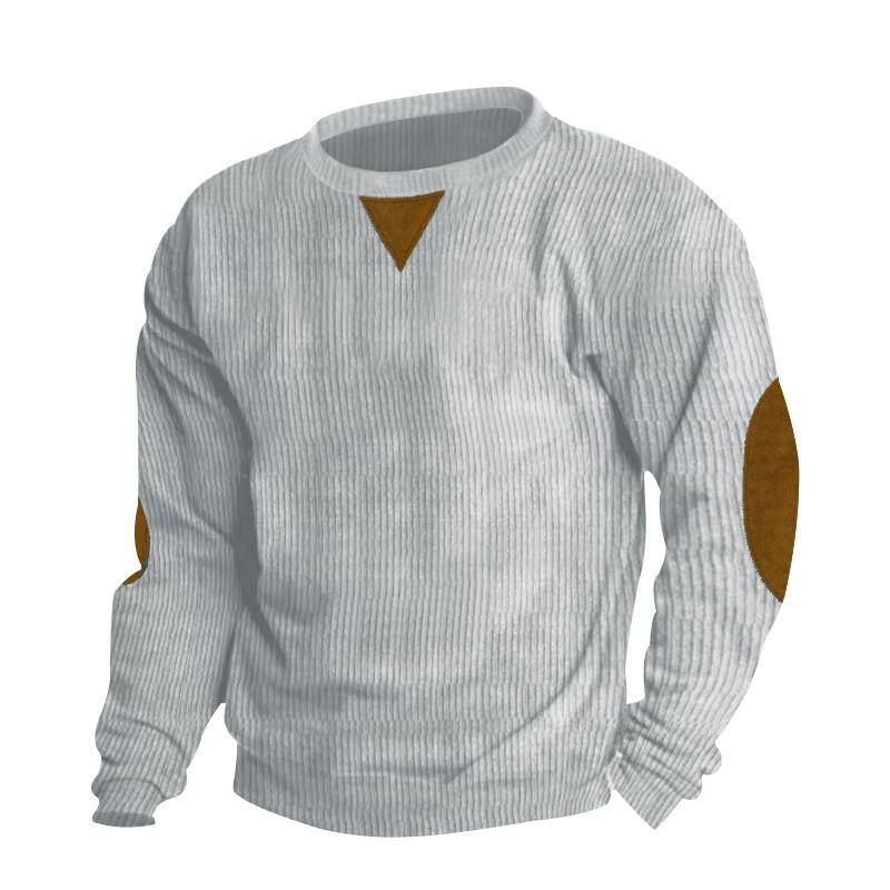 Herren Rundhals Lässiges Stehkragen Cord Langarm Sweatshirt für Herbst und Winter XXL hellgrau von Joom DACH