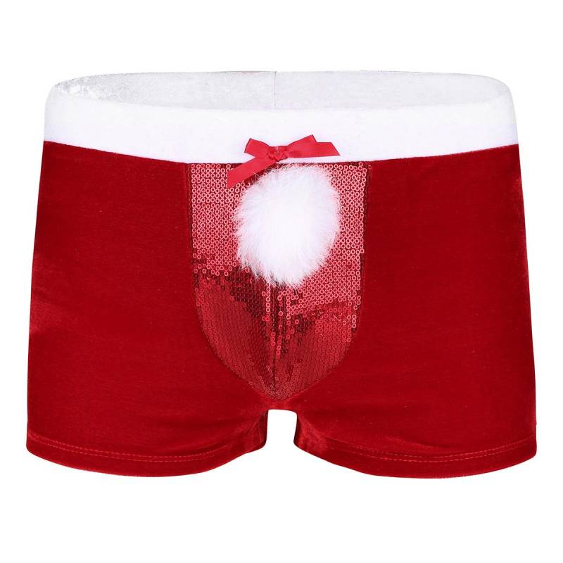Herren Samt Weihnachten Feiertag Boxershorts Festliches Unterwäsche Set Weiche Bequeme Unterhosen XL rot von Joom DACH