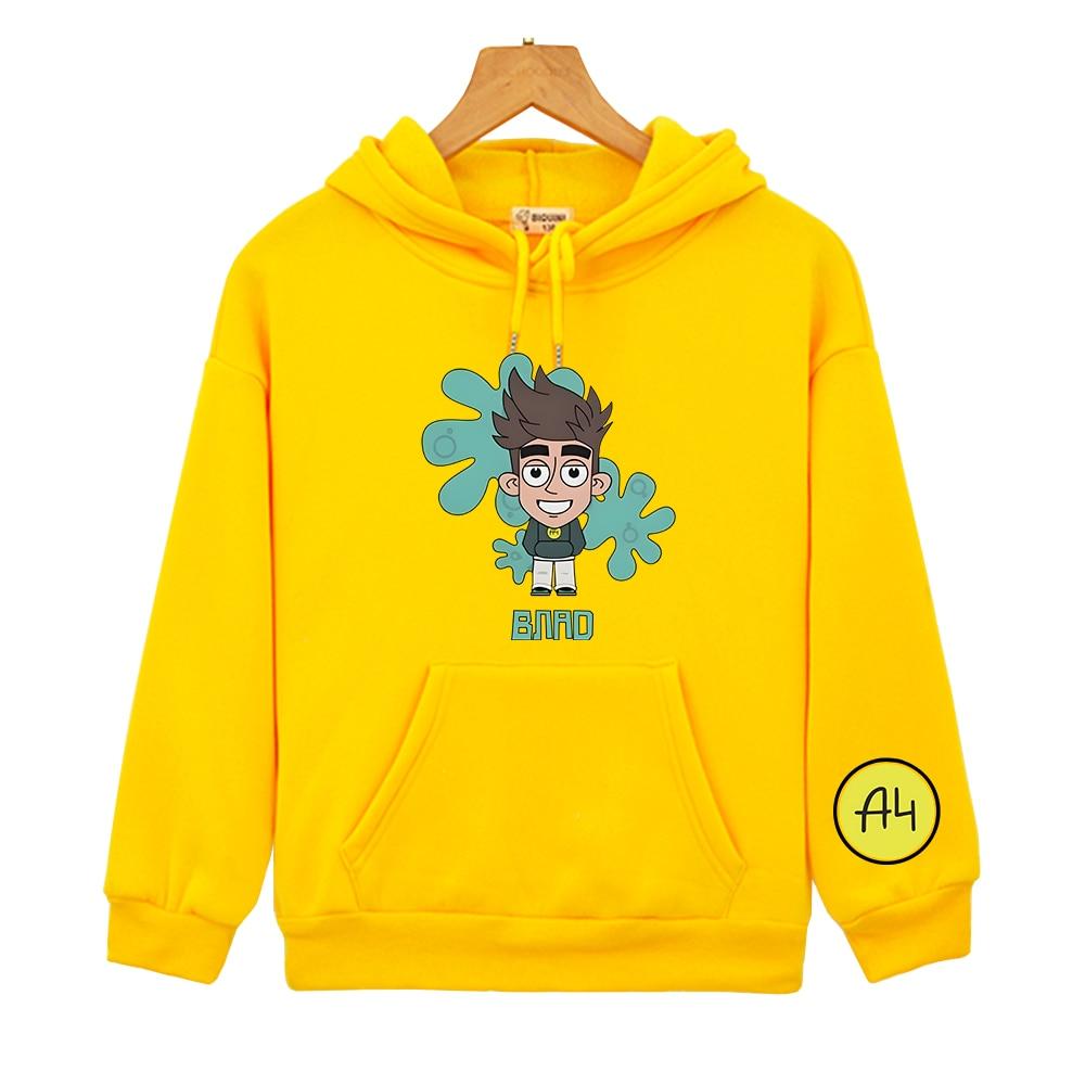 Merch A4 VladA4 Print Hoodies Kawaii Cartoon Grafik Kinder Sweatshirt Langarm Jungen und Mädchen Pullover Kapuzenoberteile Niedlich 160 gelb von Joom DACH