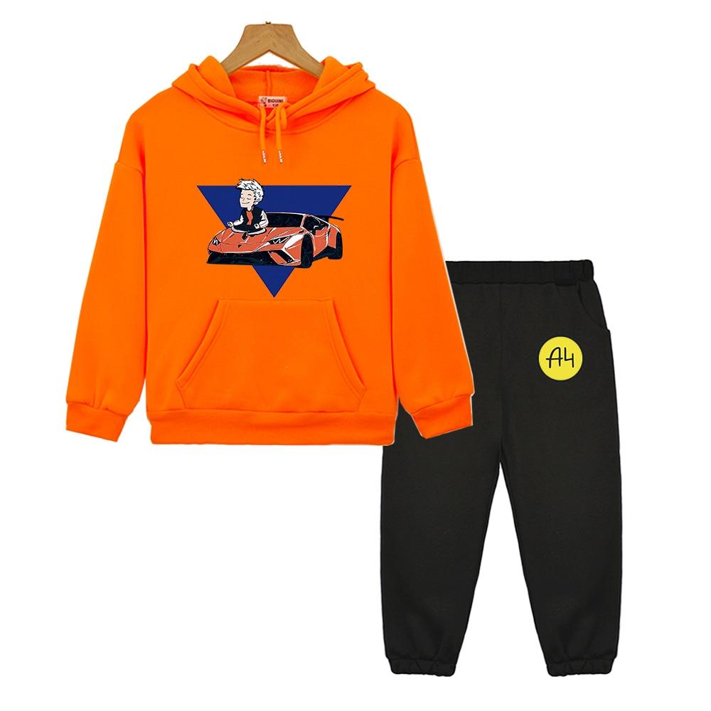 Merch a4 Hoodies Kinderbekleidung Top Hosenanzug Herbst Jungen Mädchen Sweatshirt Tops Merch A4 Lässige Babykleidung Kinder Set 150 von Joom DACH