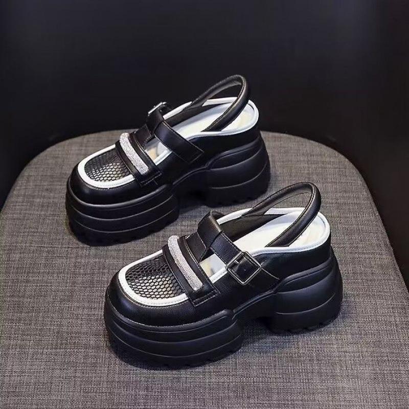 Mesh Atmungsaktiv Geschlossene Zehe Plateau Schuhe Sommerkleidung Neue Keilabsatz Plateau Sandalen Sommer Damen Schuhe 40 schwarz von Joom DACH