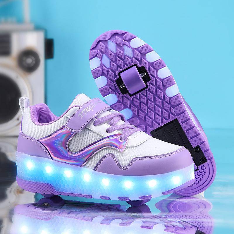 Mesh Atmungsaktive Runaway Schuhe Doppel Räder Jungen und Mädchen Räder Schuhe Leuchtende Schuhe 40 von Joom DACH