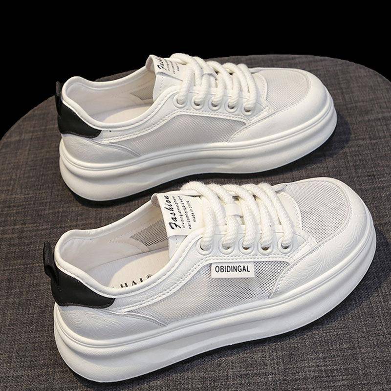 Mesh Atmungsaktives Leder Kleine Weiße Schuhe Kinder Sommer Neu Vielseitig Dicksohlige Erhöhende Board-Schuhe 40 von Joom DACH