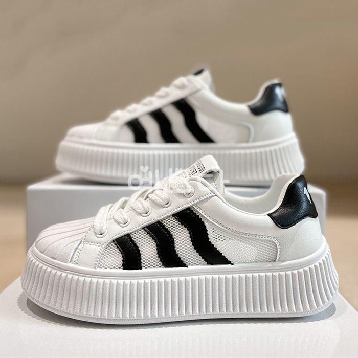 Mesh Atmungsaktives Obermaterial Kopf Kleine Weiße Schuhe Kinder Sommer Neu Damenschuhe Studenten Vielseitige Plateau Sportschuhe 40 weiß von Joom DACH