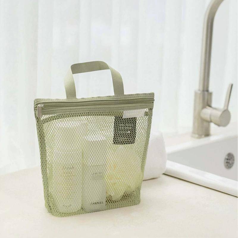 Mesh Make-up Toilettenartikel Aufbewahrungsbeutel Handtaschen Tragbare Reise Waschen Körper Dusche Werkzeuge Organizer Hängende Kosmetik Organizer Tasche armee grüne von Joom DACH