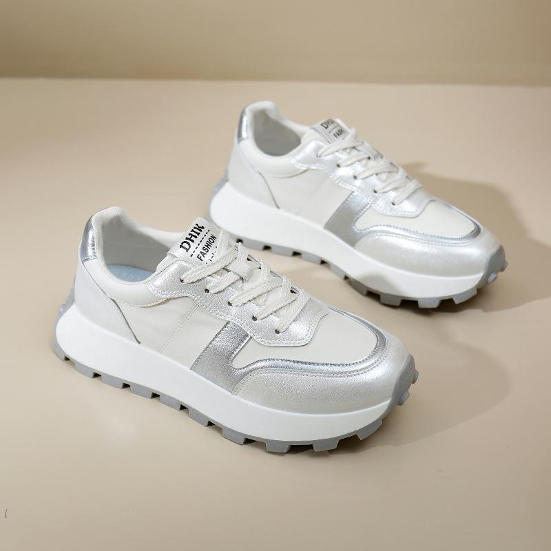 Mesh-Oberfläche Klobige Sneaker Damen Herbst Neu Atmungsaktiv Studentin Sneaker Erhöhen Freizeitschuhe 40 graue von Joom DACH