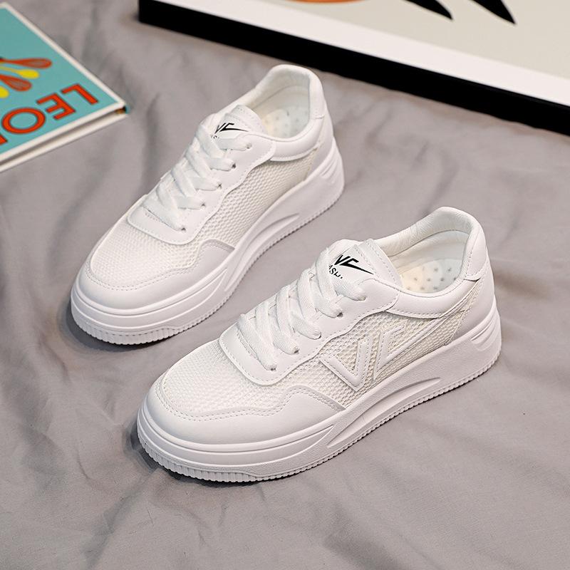 Mesh-Oberfläche Weiße Schuhe Damen Sommer Vielseitige Neue Dicke Unterseite Atmungsaktiv Lässig Dünne Sport Laufschuhe 40 weiß von Joom DACH