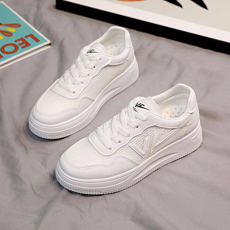 Mesh-Oberfläche Weiße Schuhe Damen Sommer Vielseitige Neue Dicke Unterseite Atmungsaktiv Lässig Dünne Sport Laufschuhe 40 weiß von Joom DACH