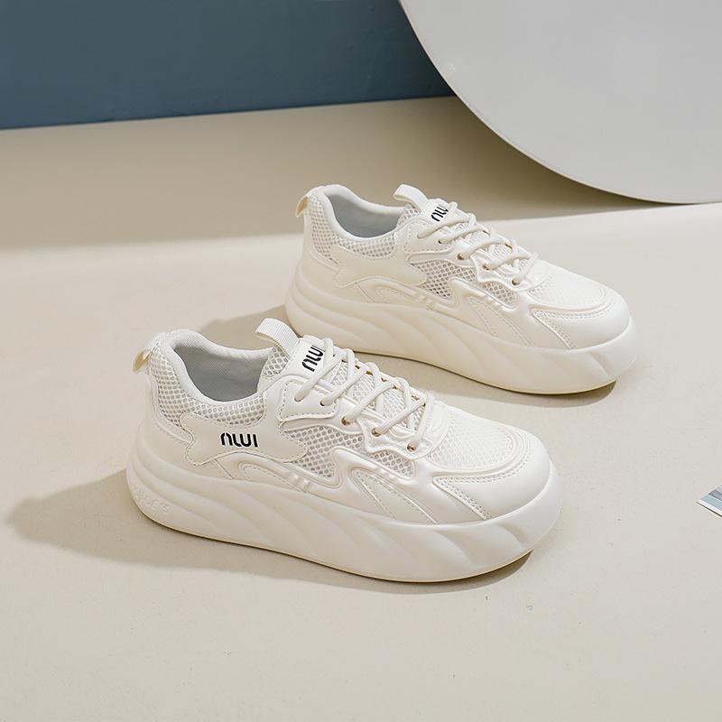 Mesh-Oberfläche klobige Sneakers Damen Sommer neue atmungsaktive Freizeitschuhe für Studentinnen Sneaker 40 beige von Joom DACH