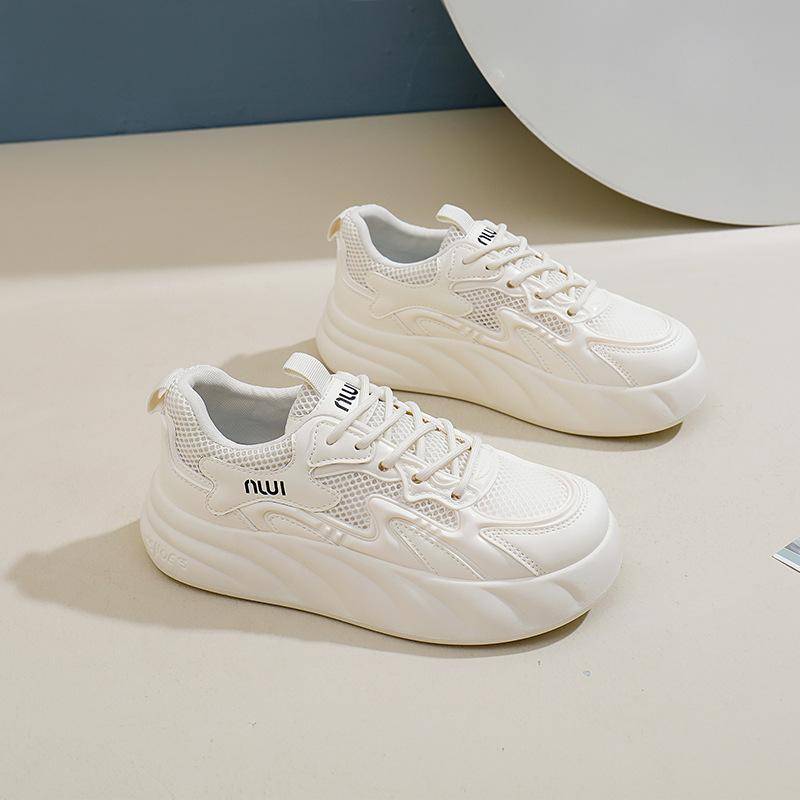 Mesh-Oberfläche klobige Sneakers Damen Sommer neue atmungsaktive Freizeitschuhe für Studentinnen Sneaker 40 beige von Joom DACH