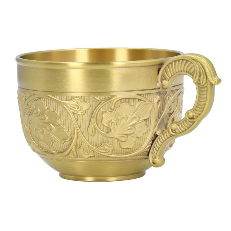 Messing Geprägter Becher Retro Rostfrei Messing Kaffeetasse Handgefertigte Schnitzerei Metall Teetasse Vintage L von Joom DACH
