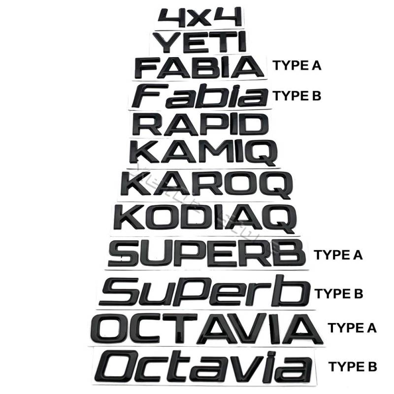 Metall Auto Buchstaben Hinten Stamm Aufkleber Emblem Abzeichen Aufkleber Für Skoda Octavia Superb RAPID FABIA KAMIQ KAROQ KODIAQ YETI 4X4 KODIAQ schwarz von Joom DACH