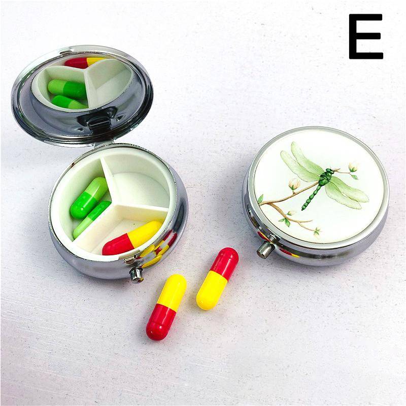 Metall-Pillendosen, runde Pillendosen aus Edelstahl, Medikamenten-Organizer, Behälter, Medizin-Etui, Splitter, Pillen-Süßigkeitsbox von Joom DACH