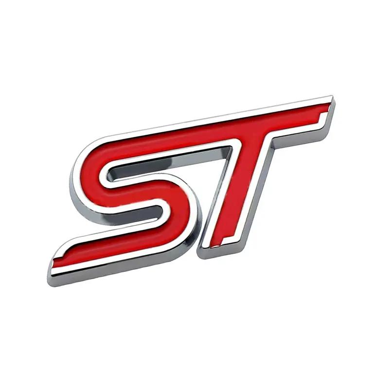 Metall ST Logo Abzeichen Auto Hinten Stamm Ganze Körper Emblem Aufkleber für Ford MK2 MK3 MK4 MK5 MK7 Silver Red von Joom DACH