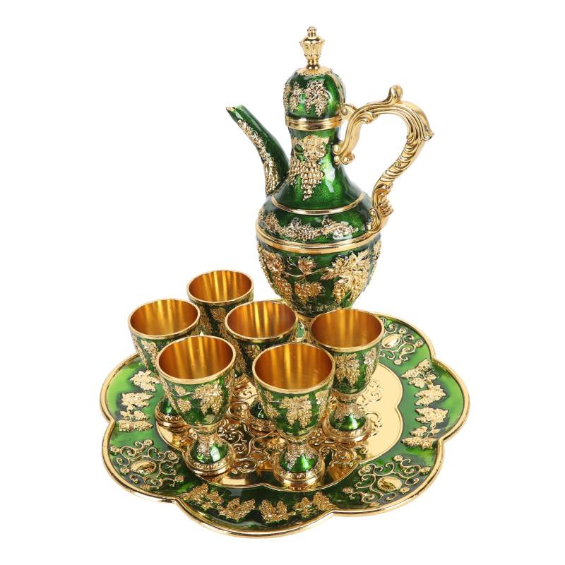 Metall Weinkannen-Set Rostfrei Wasserdicht Zinklegierung Kaffeekannen-Set Dekorativ Exquisit Vintage Kanne L bunt von Joom DACH