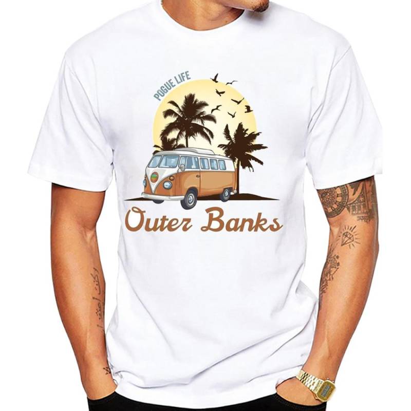 Miami Beach Szene Autos Männer T-Shirt Grafik Vintage Strandbus Surf Sport Stoff Retro Surfbrett Oberteile SUP Fans Jungen T-Shirts L von Joom DACH